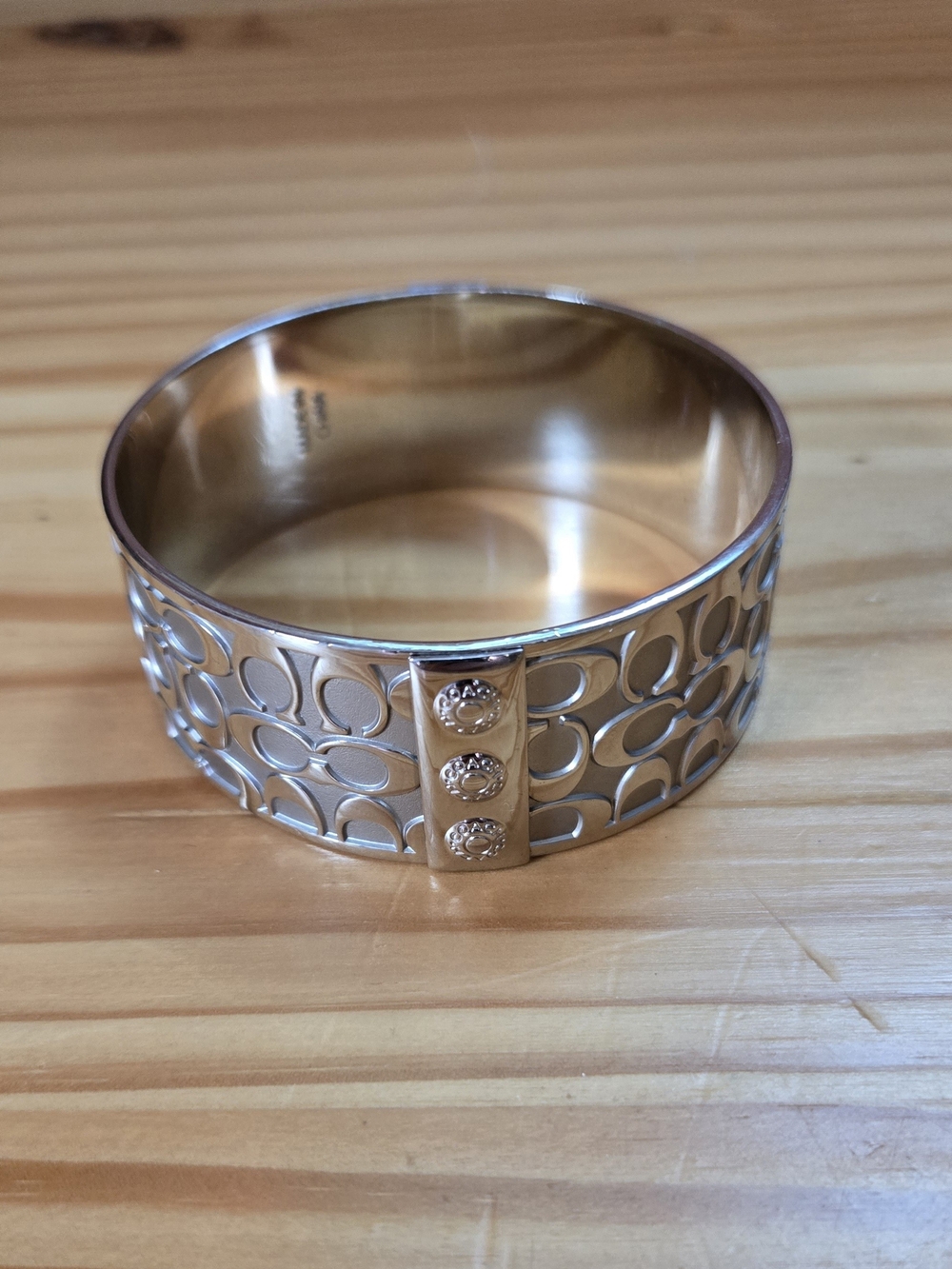 Coach Vintage Silver Tone Logo Cuff Bracelet - Picture 2 of 2